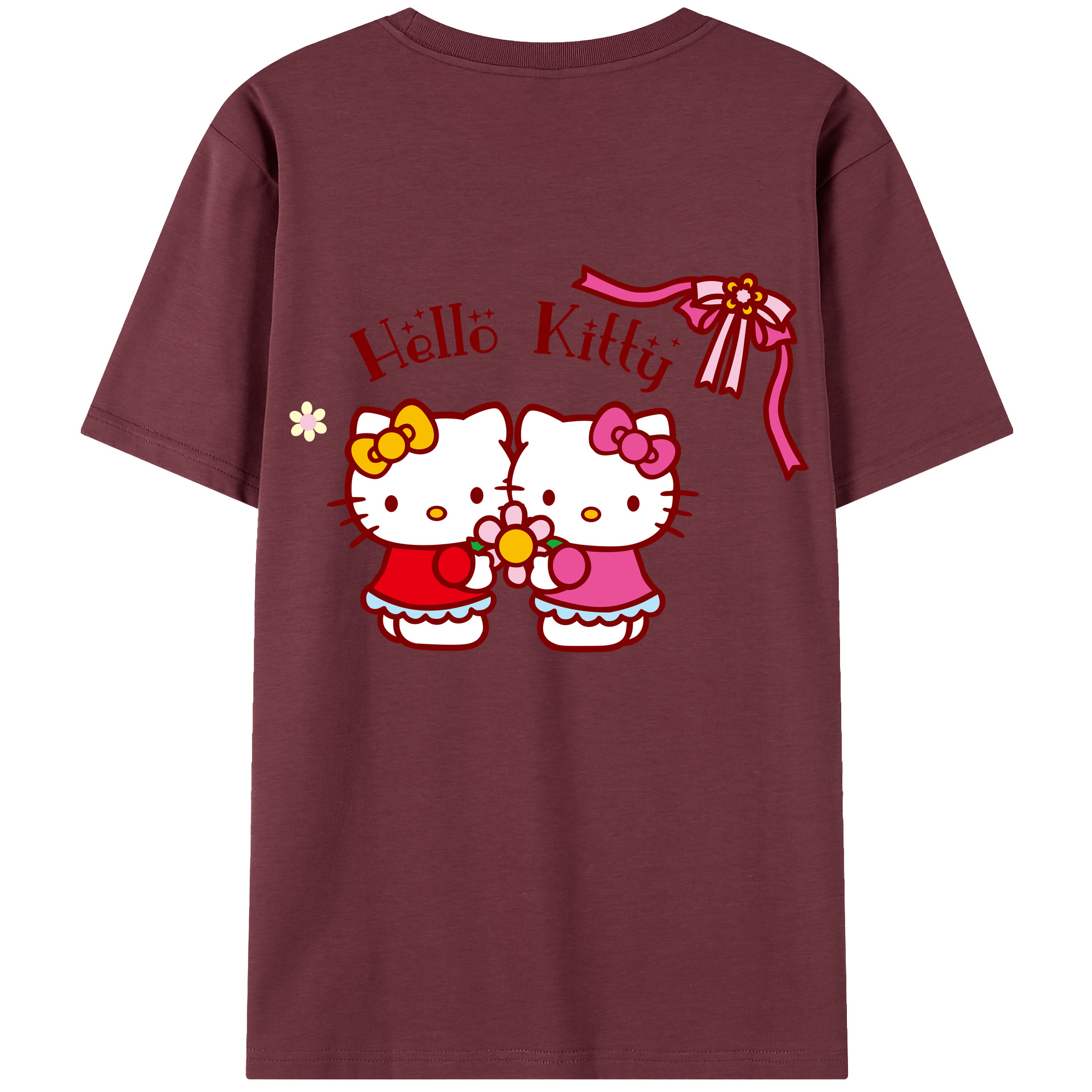 （画像用） Hello Kitty ハローキティ 綿100％半袖Tシャツ（背面プリント）